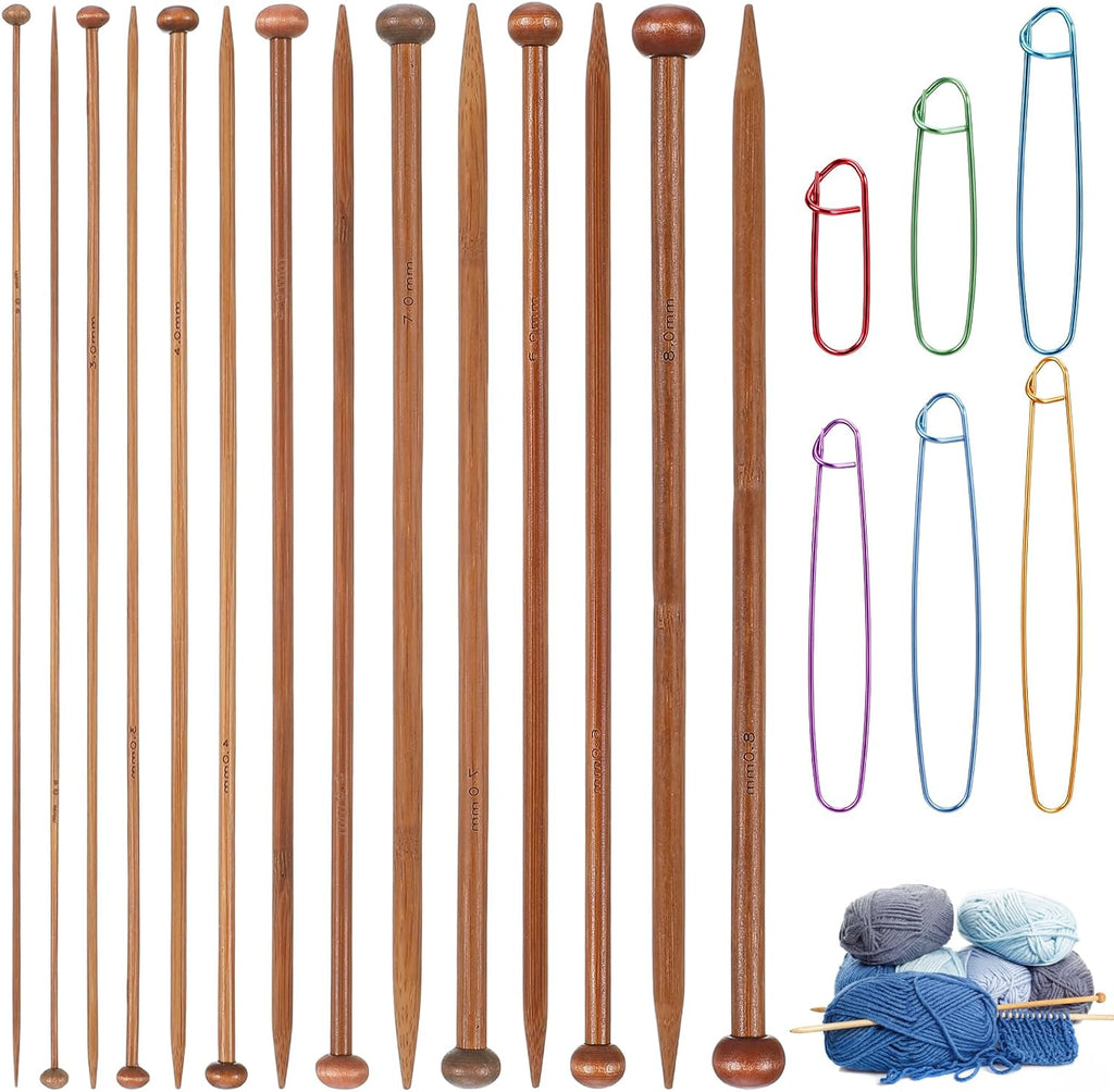 Elegaperma 7 Pairs Wooden Knitting Needles, Smooth Wood Knitting