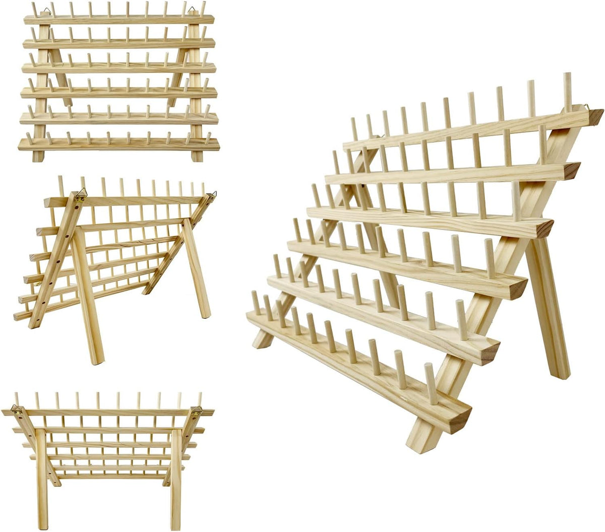 wennuo 60 Spools Wooden Thread Rack/Braiding Hair Rack/Thread Holder