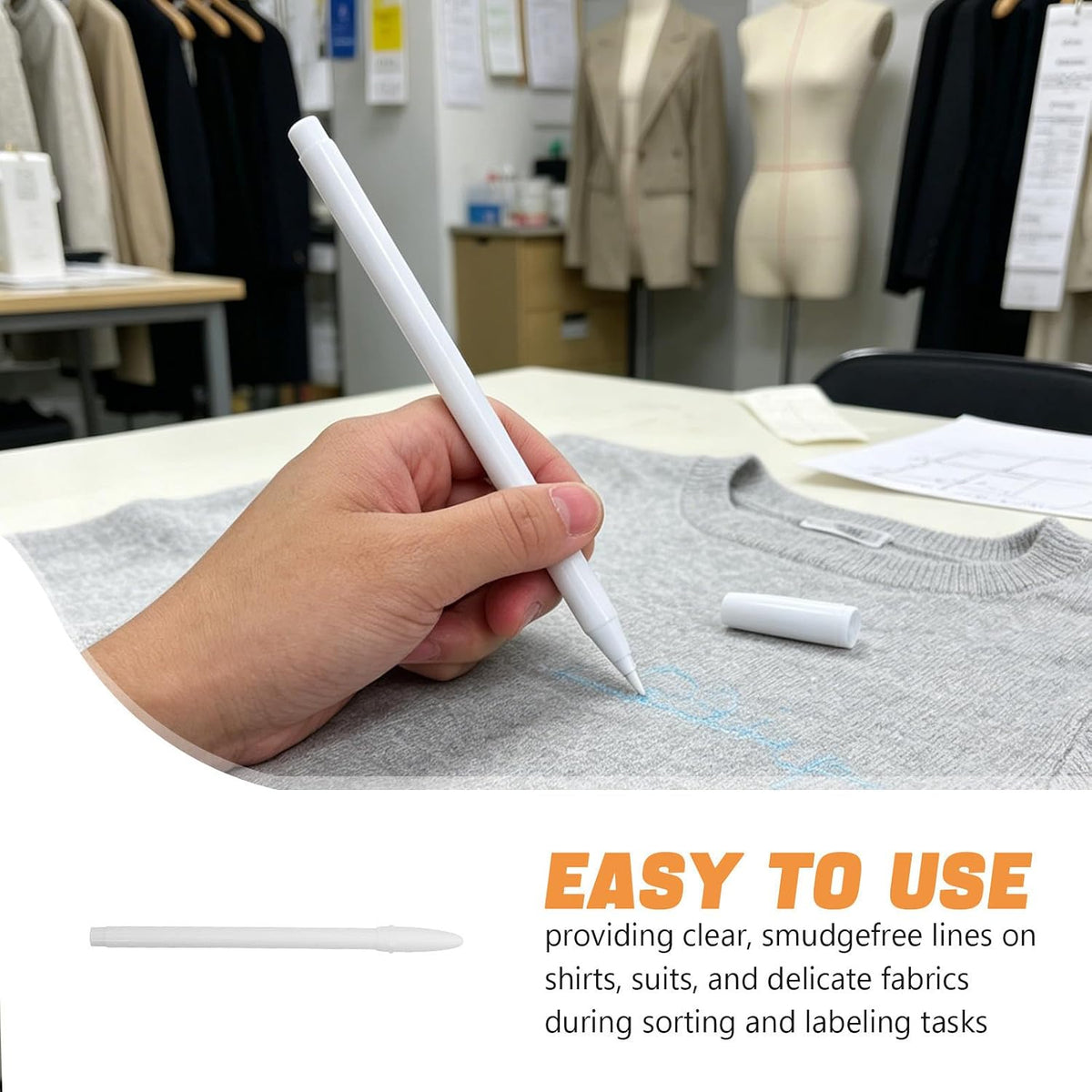 10pcs White Washable Fabric Marking Pens for Sewing Clothes, Set
