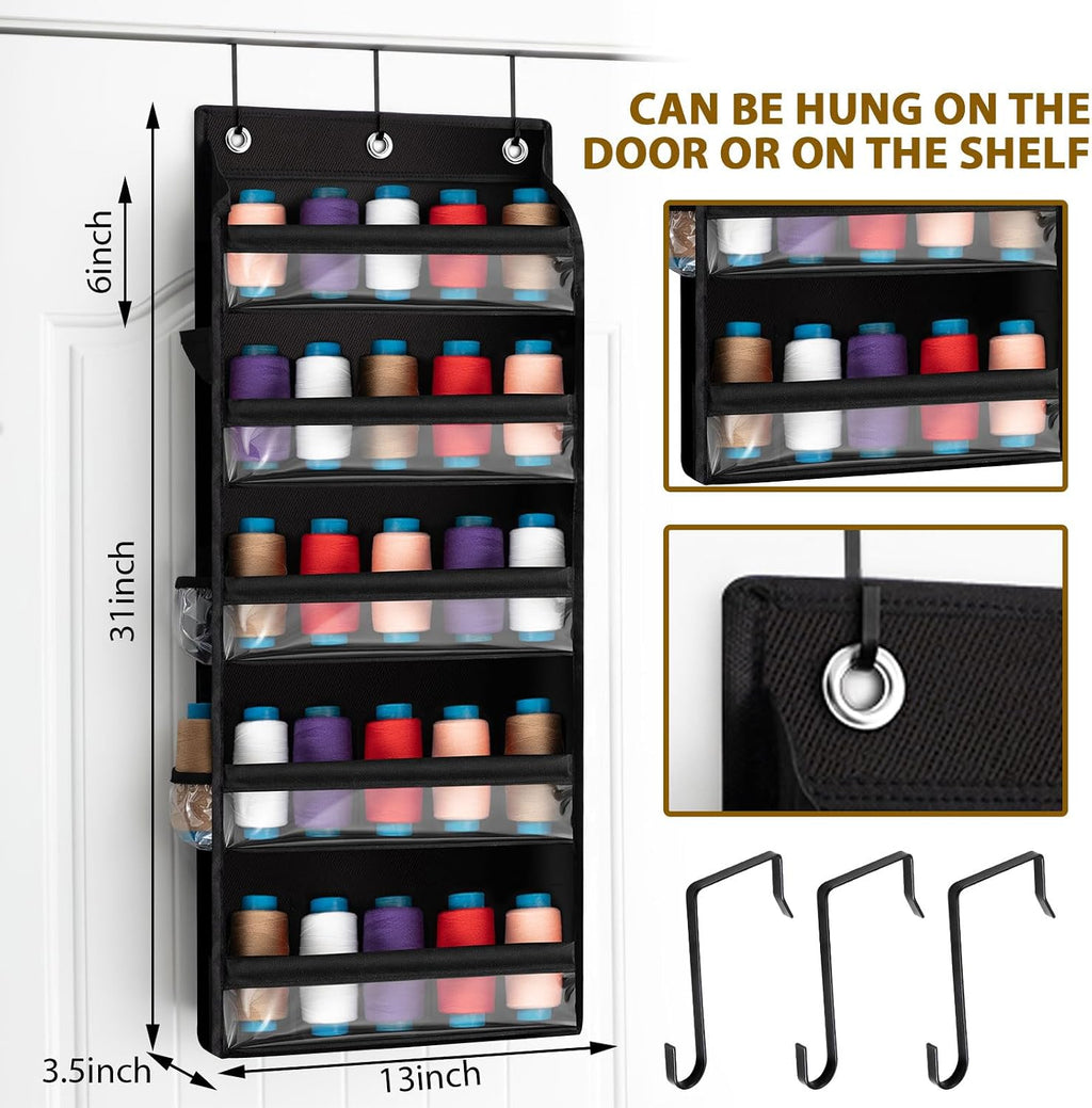 Tegeme 5-Tier Hanging Thread Holder with PVC Window & Side