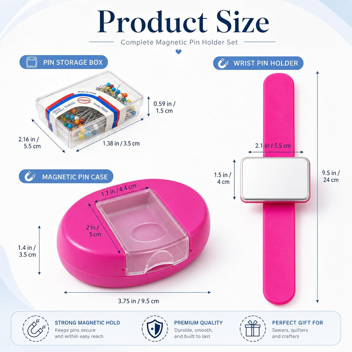 Hilltian 2 Pieces Magnetic Pin Cushion, Magnetic Pin Holder with Pin