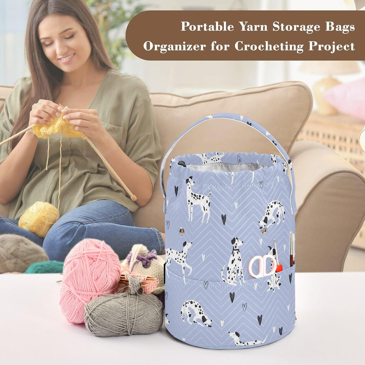 Fustylead Funny Cute Cartoon Dalmatian Dogs and Hearts Knitting Yarn