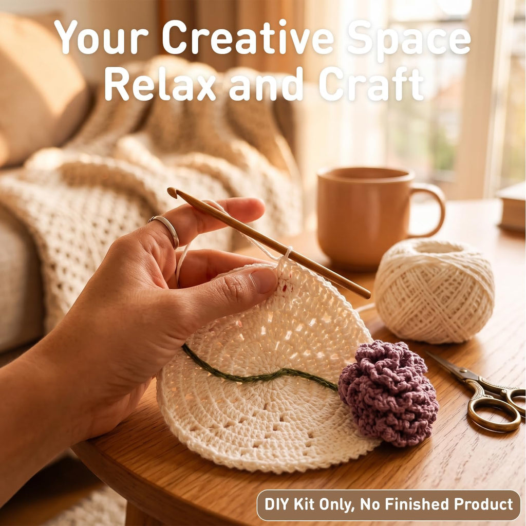 DIY Crochet Flower Bouquet Coaster Kit for Beginners – 2-Pack Handmade