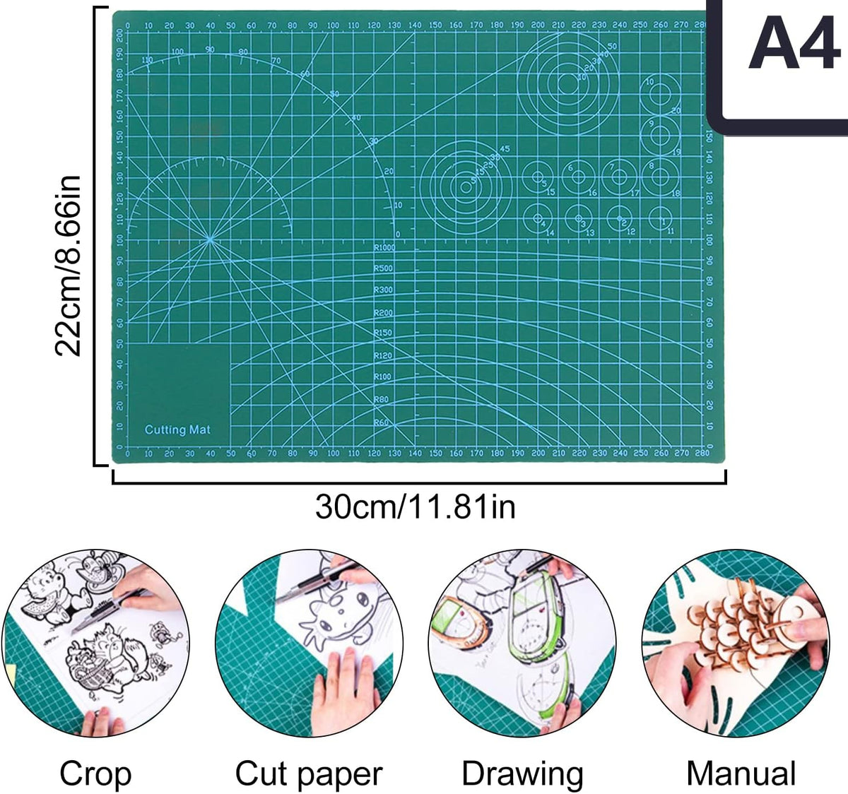 TORMEN Self-Healing Cutting Mat, Double-Sided Rotary Mat 11.81 in