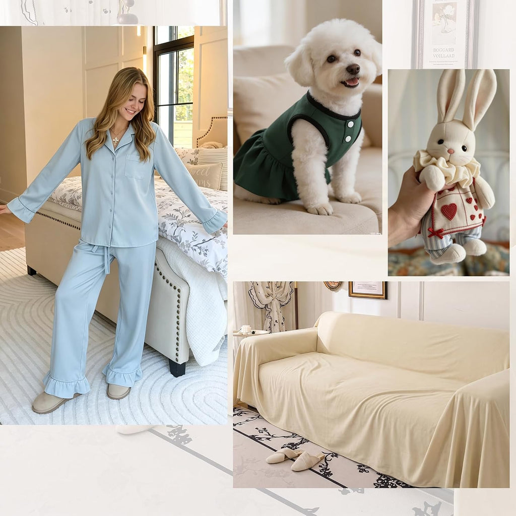 43.3" W Cotton Flannel Fabric Cut by the Yard, 190GSM Soft Brushed