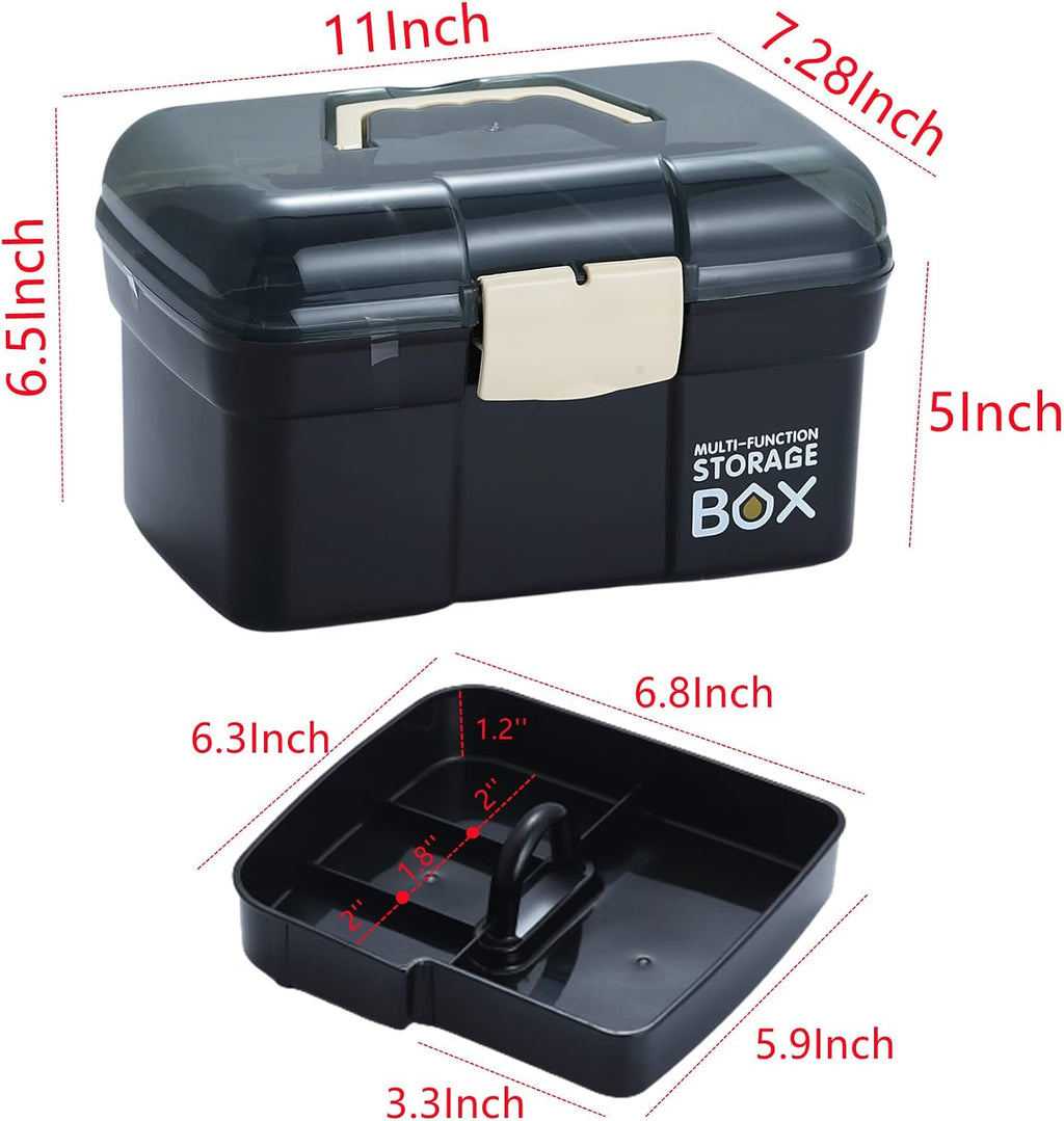 Kinsorcai 11'' Plastic Box Organizer with Removable Tray, Sewing