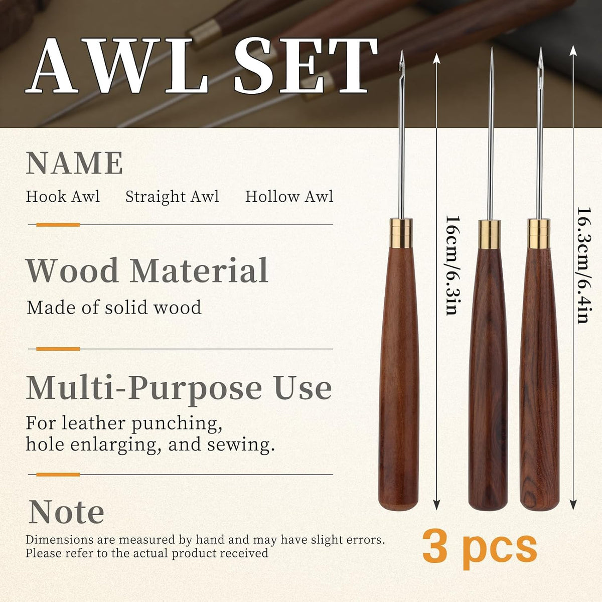 Diudus 3 Pcs Sewing Awl Tool Leather Sewing Tools Scratch Awl Tool