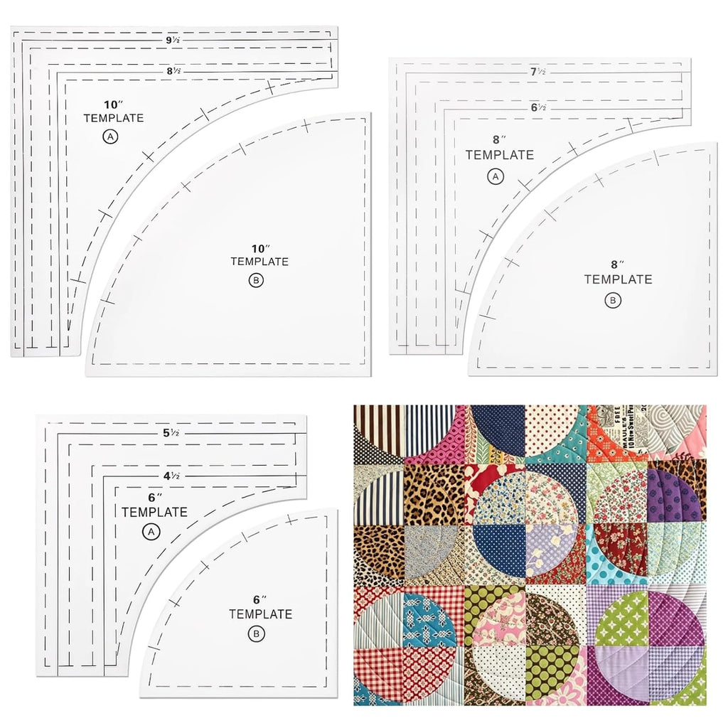 3 Sets Quilting Templates, 6 in 8 in 10 in Acrylic Square Rulers