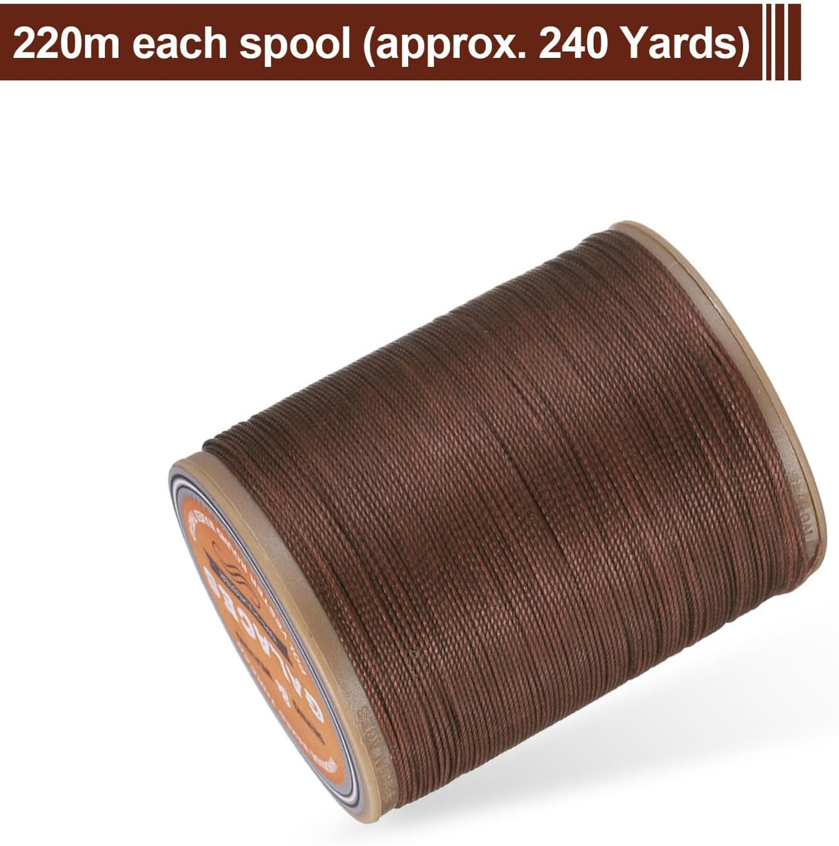uxcell Round Leather Sewing Waxed Thread 220m/240 Yards 420D Dark
