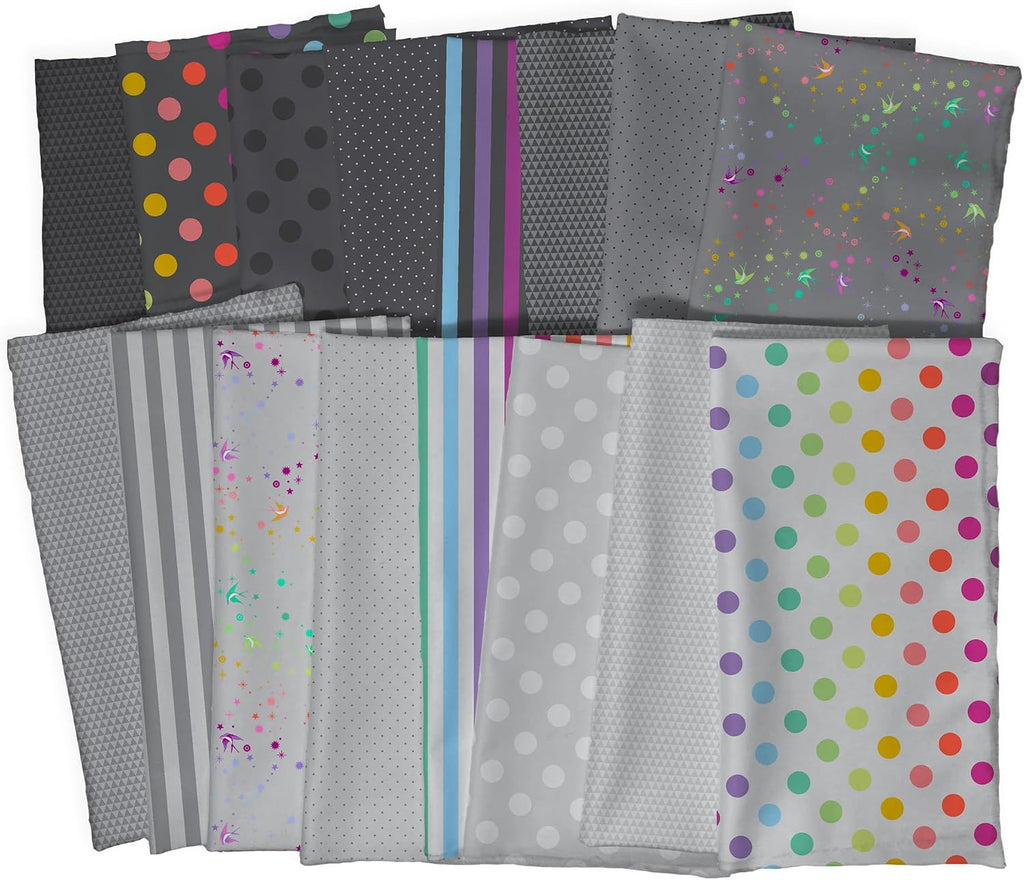 True Colors - Graywork Fat Quarter Bundle (16 Pieces) by Tula Pink for
