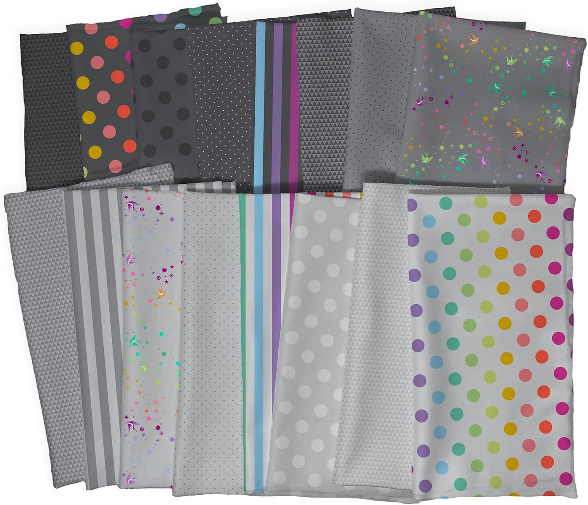 True Colors - Graywork Fat Quarter Bundle (16 Pieces) by Tula Pink for