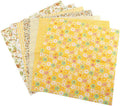 Yellow Theme Pre Cut Cotton Fabric Squares 25x25cm 7Pcs Quarters