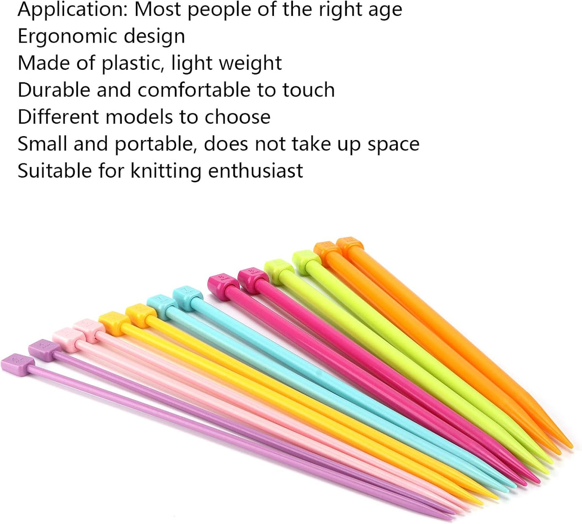 OPPWONG 14Pcs Multicolour Knitting Needles, Portable Plastic Sweater