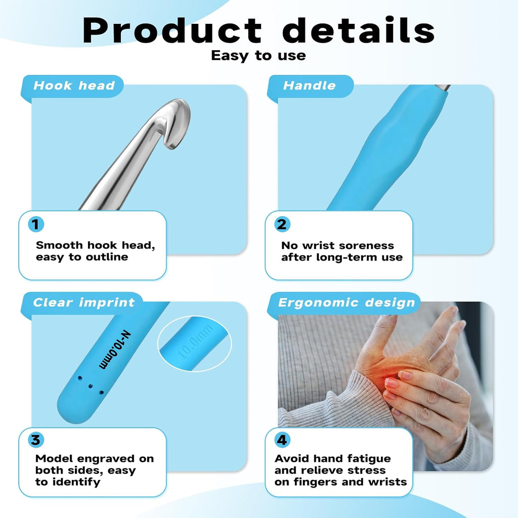 Mayboos 5 Sizes Crochet Hook Set, Large Crochet Hooks