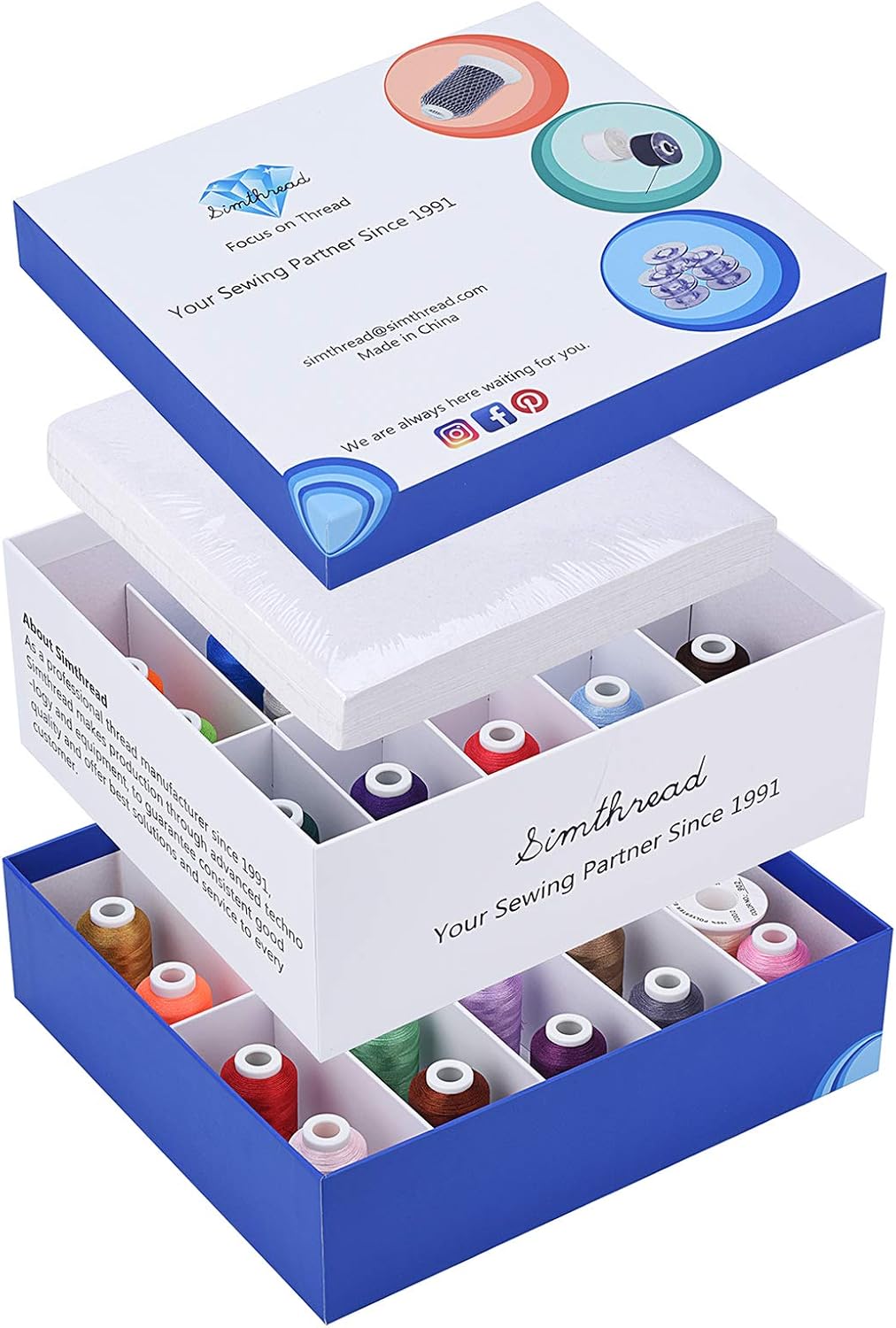 Simthread Embroidery Thread and Tear Away Stabilizers Gift Box - 42