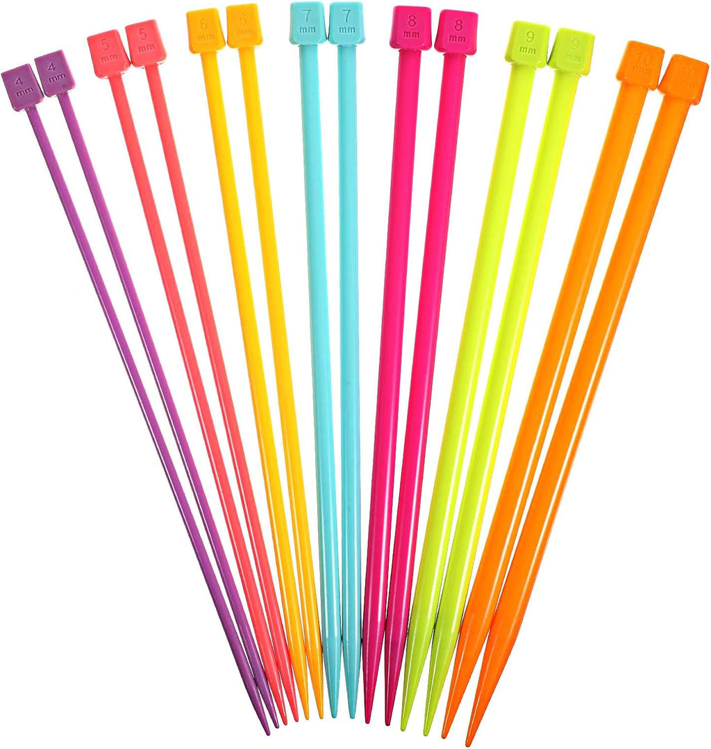 14 PCS Knitting Needles, 4 Mm-10 Mm Colorful Single Point Knitting