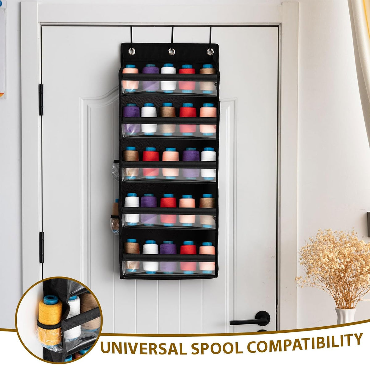 Tegeme 5-Tier Hanging Thread Holder with PVC Window & Side