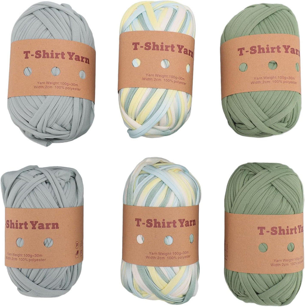 T Shirt Yarn Yarn DIY Crafts,6 Pack Super Soft Polyester Yarn for