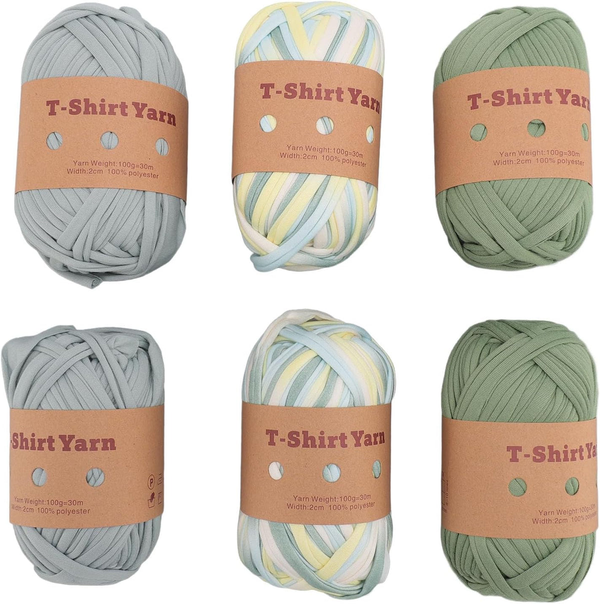 T Shirt Yarn Yarn DIY Crafts,6 Pack Super Soft Polyester Yarn for