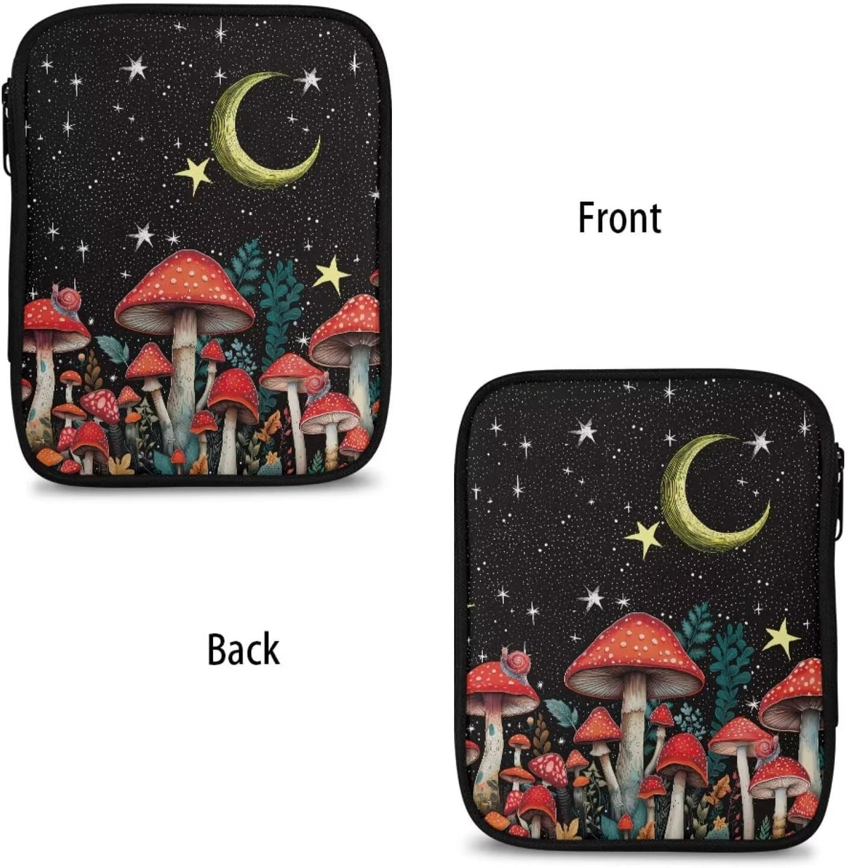 Mushroom Moon Crochet Hook Case - Empty Zipper Bags Organizer with Web