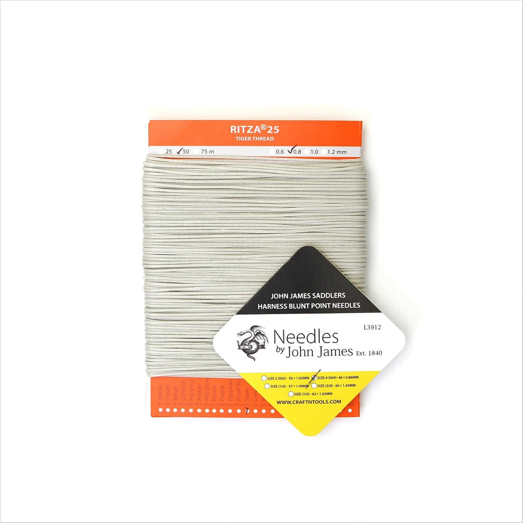 Silver 0.8mm RITZA 25 Tiger Thread for Leather Craft | Waxed Tiger
