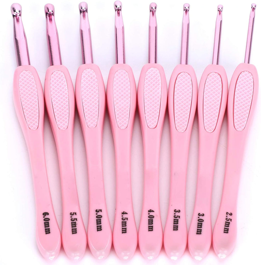 Changor 8pcs Crochet Hooks, Ergonomic Plastic Handle Knitting Needles