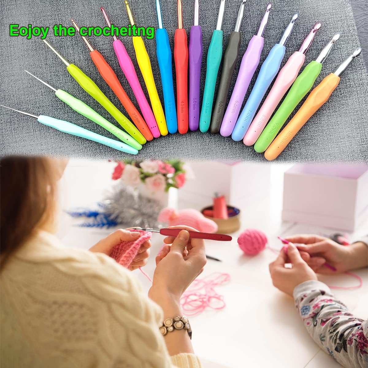 Hobekoee Size E/3.5mm Crochet Hook Ergonomic Handle for Arthritic
