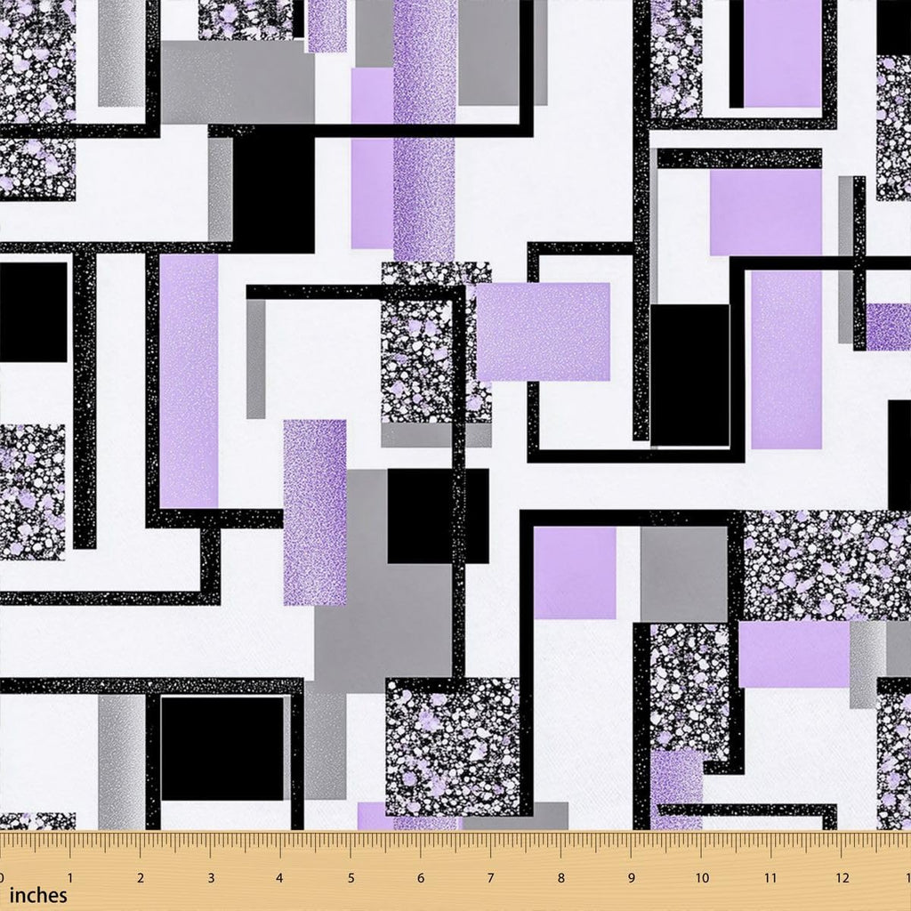jejeloiu Purple Gray Cotton Fabric by The Yard 1 Yard