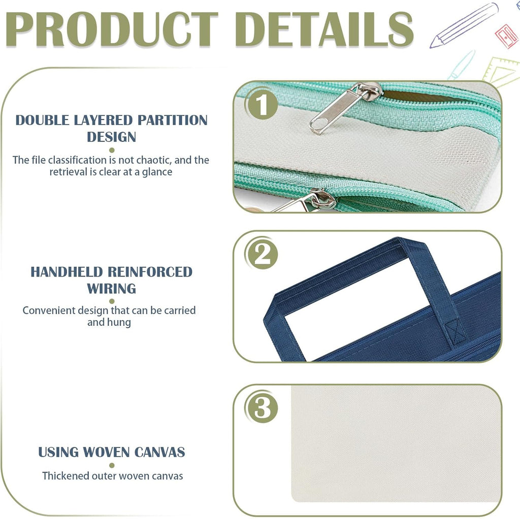 2 Pack 14.6x10.6in Large Zipper Pouch with Handle, 2 Pocket Waterproof
