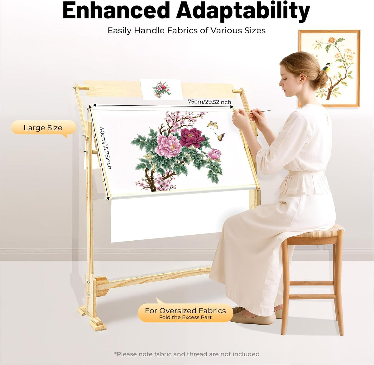 Floor Embroidery Stand, Large Scroll Frame for Cross Stitch Sewing