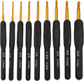 Verkelly 9 Pcs Ergonomic Crochet Hook Set, Black