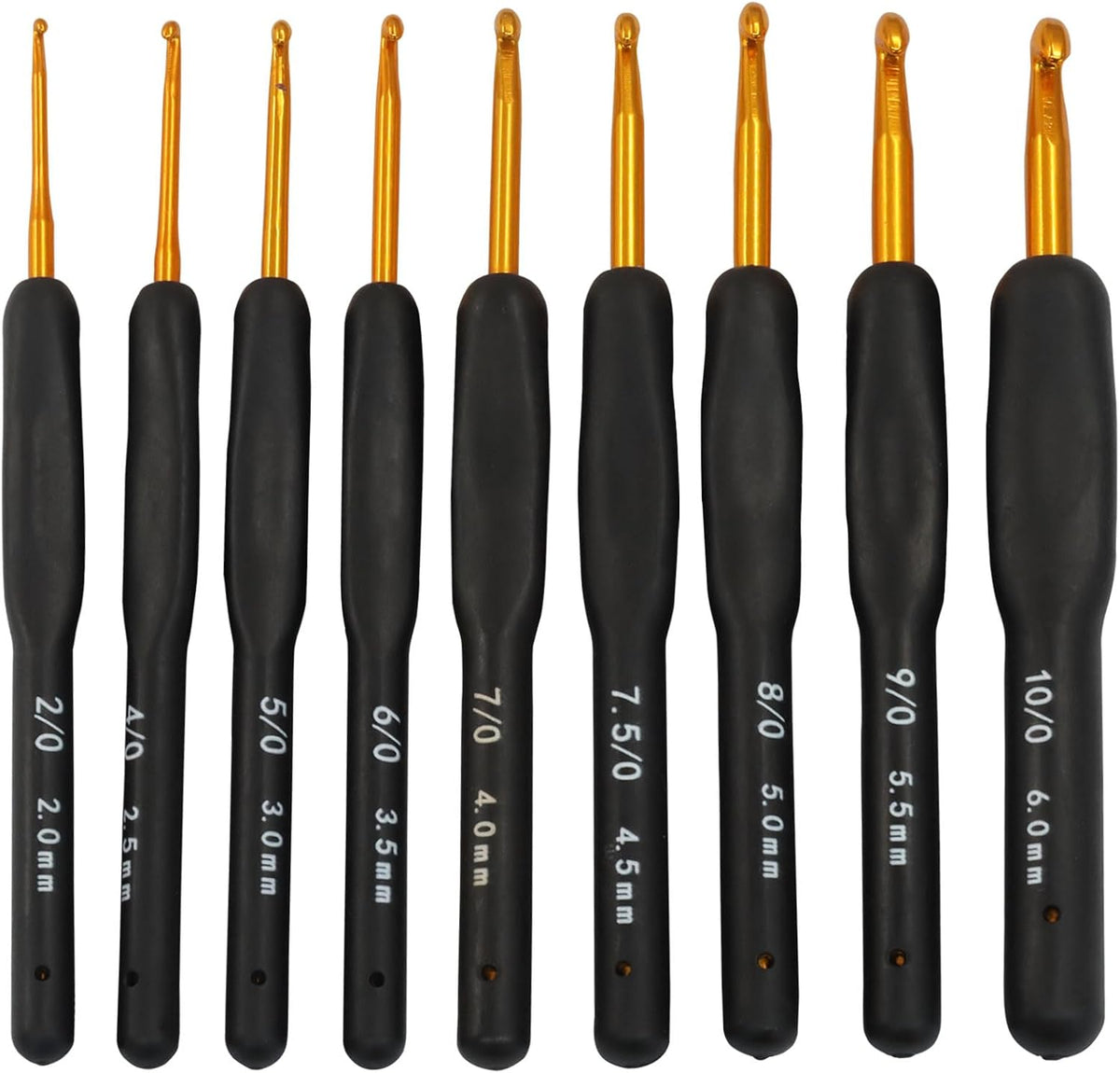 Verkelly 9 Pcs Ergonomic Crochet Hook Set, Black