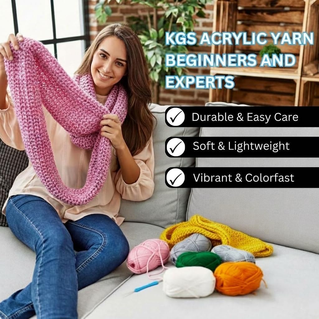 KGS Acrylic Yarn Pack | Soft Acrylic Knitting Yarn | 4 × 50g Skeins