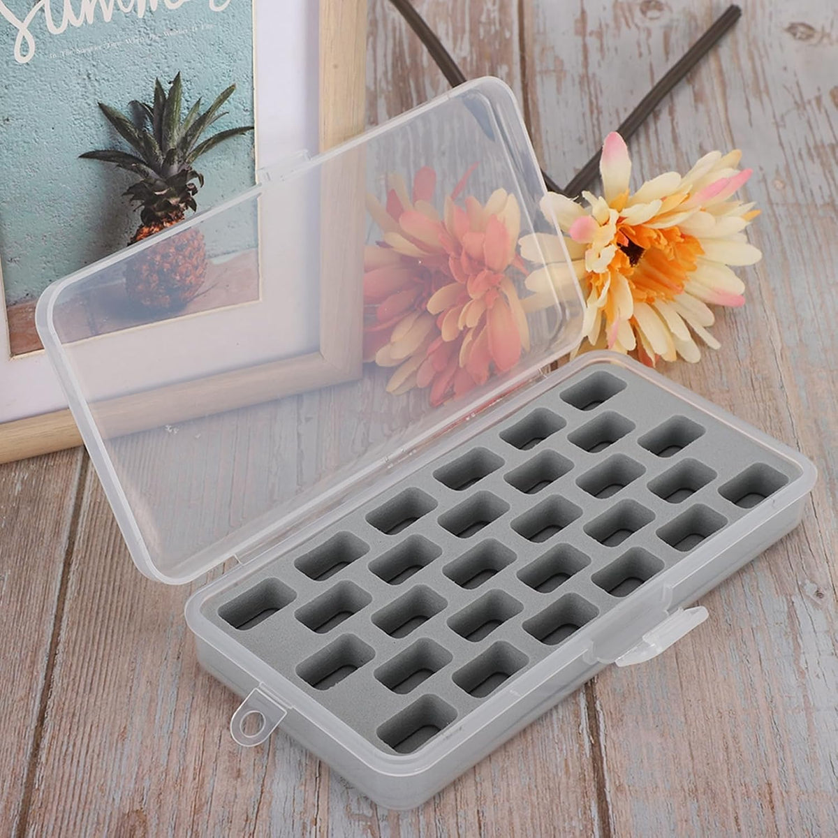 FRELEAN Bobbin Box, 28 Slots Empty Spools Organizer, Plastic Thread