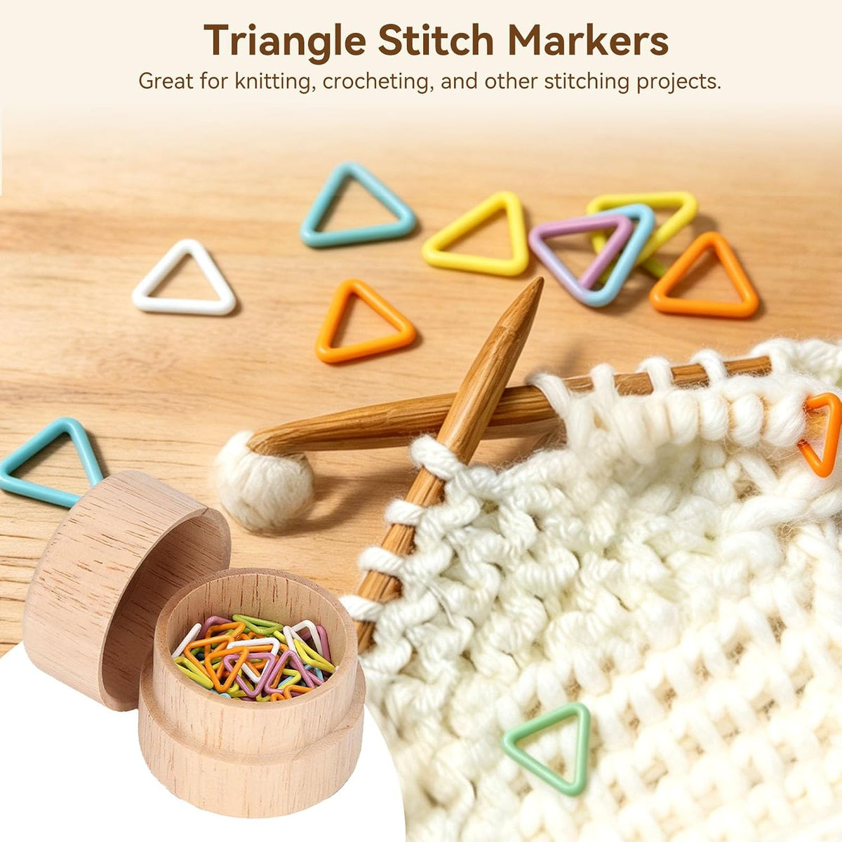 Cyrank Triangle Stitch Markers, 60Pcs Metal Stitch Markers Knitting