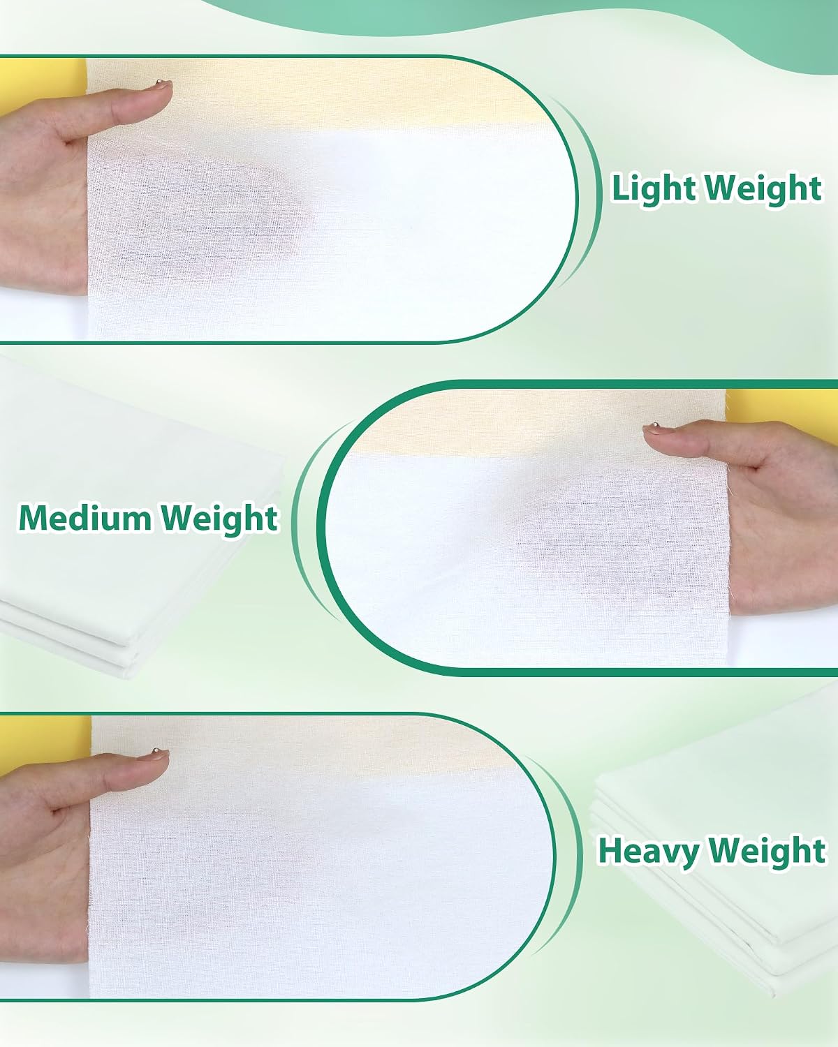 PLANTIONAL Heavy Weight Woven Cotton Iron-On Fusible Interfacing, 44"X