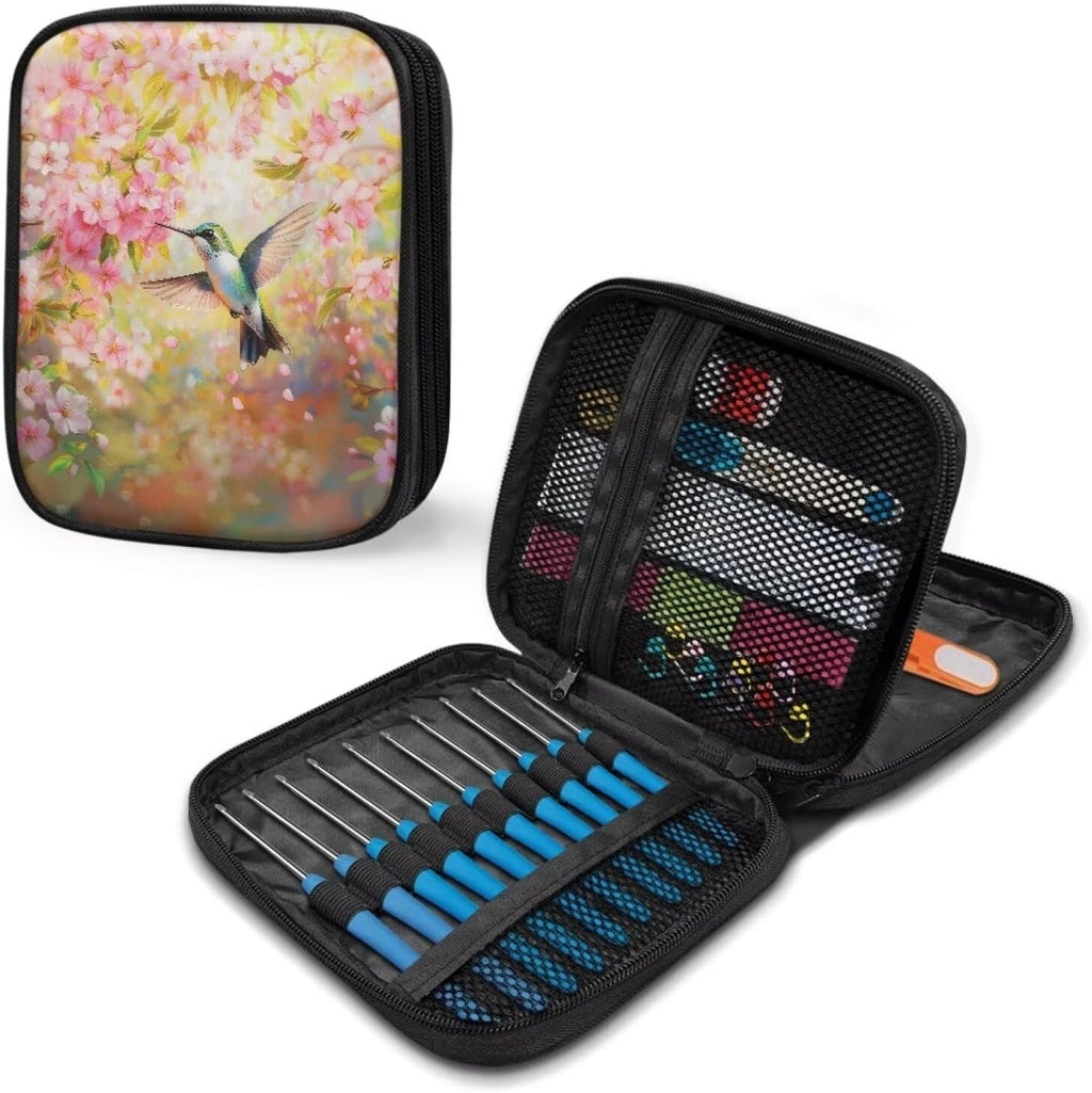 Goronwyfloyd Oil Painting Flower and Hummingbird Knitting Needle