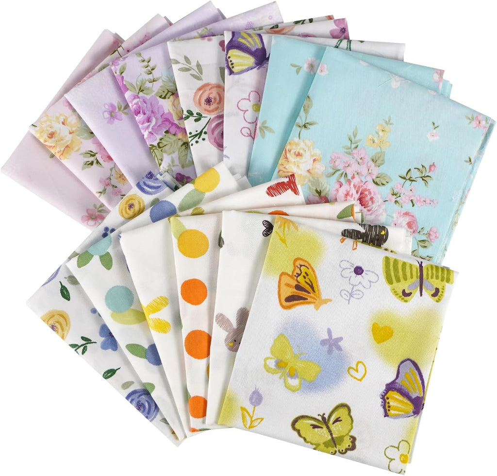 14pcs Fat Quarters 100% Cotton Fabric Bundles Floral Precut Fabric
