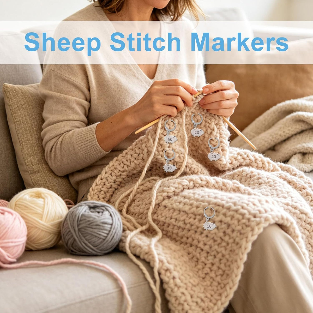YuGtcen 30 PCS Sheep Stitch Markers for Crocheting (Number 10-300)