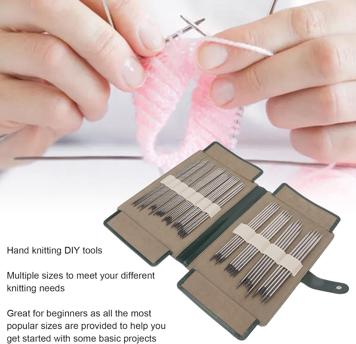 Knitting Needle Set, 55 Pcs Stainless Steel Double Pointed Knitting