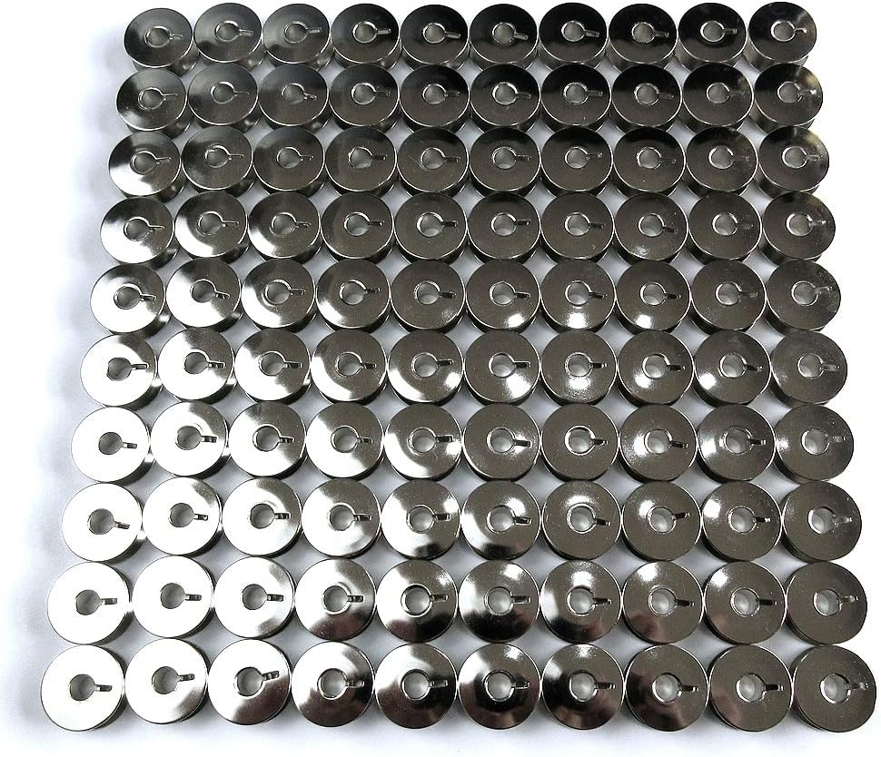 100 Bobbins L Sized Metal Bobbins for Embroidery Machines Barudan