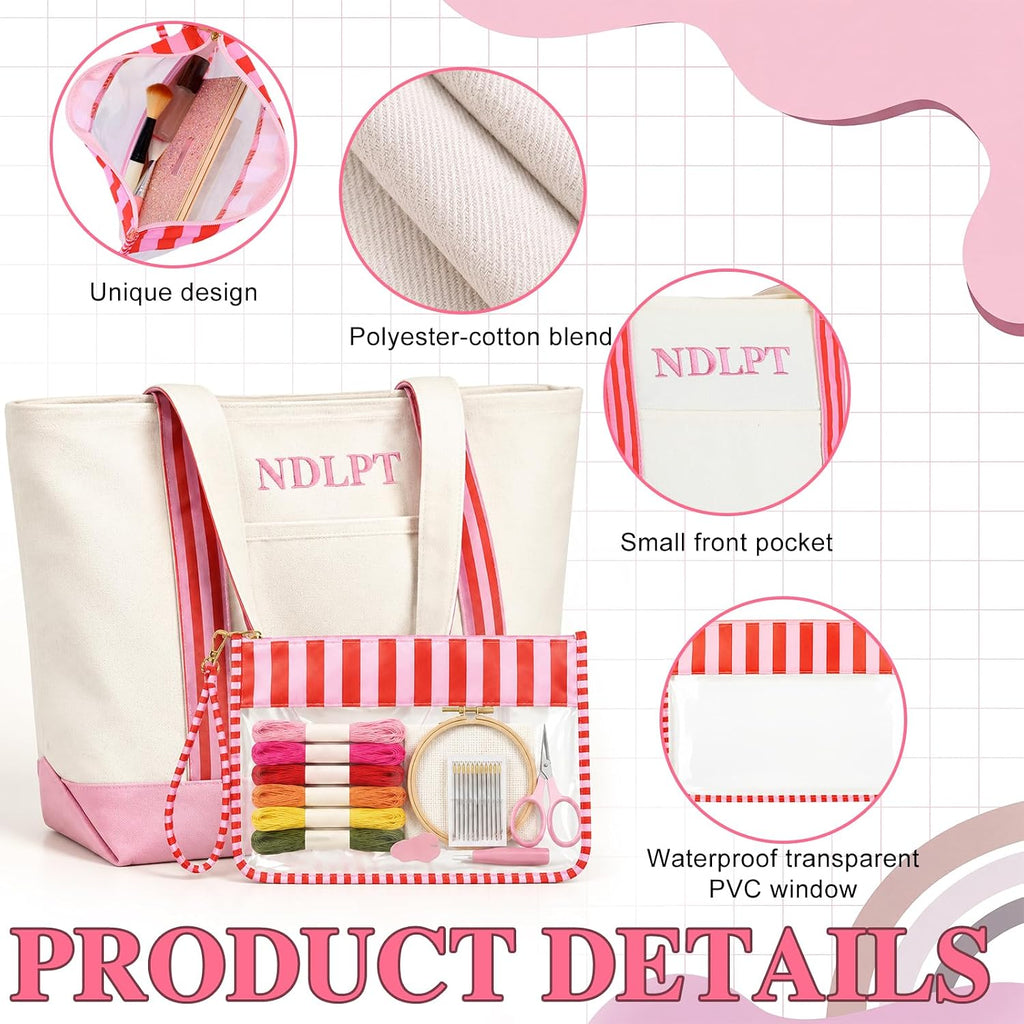 3 Pcs Needlepoint Canvas Project Bag Set Cross Stitch Craft Organizer