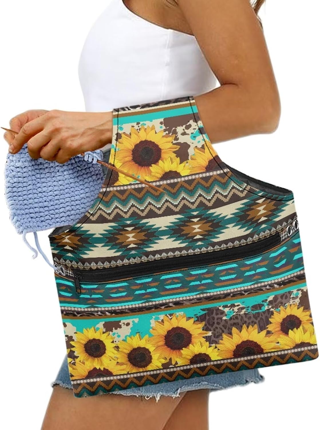 Snilety Sunflower Boho Needleworks Kits Storage Bag for Sewing Floss