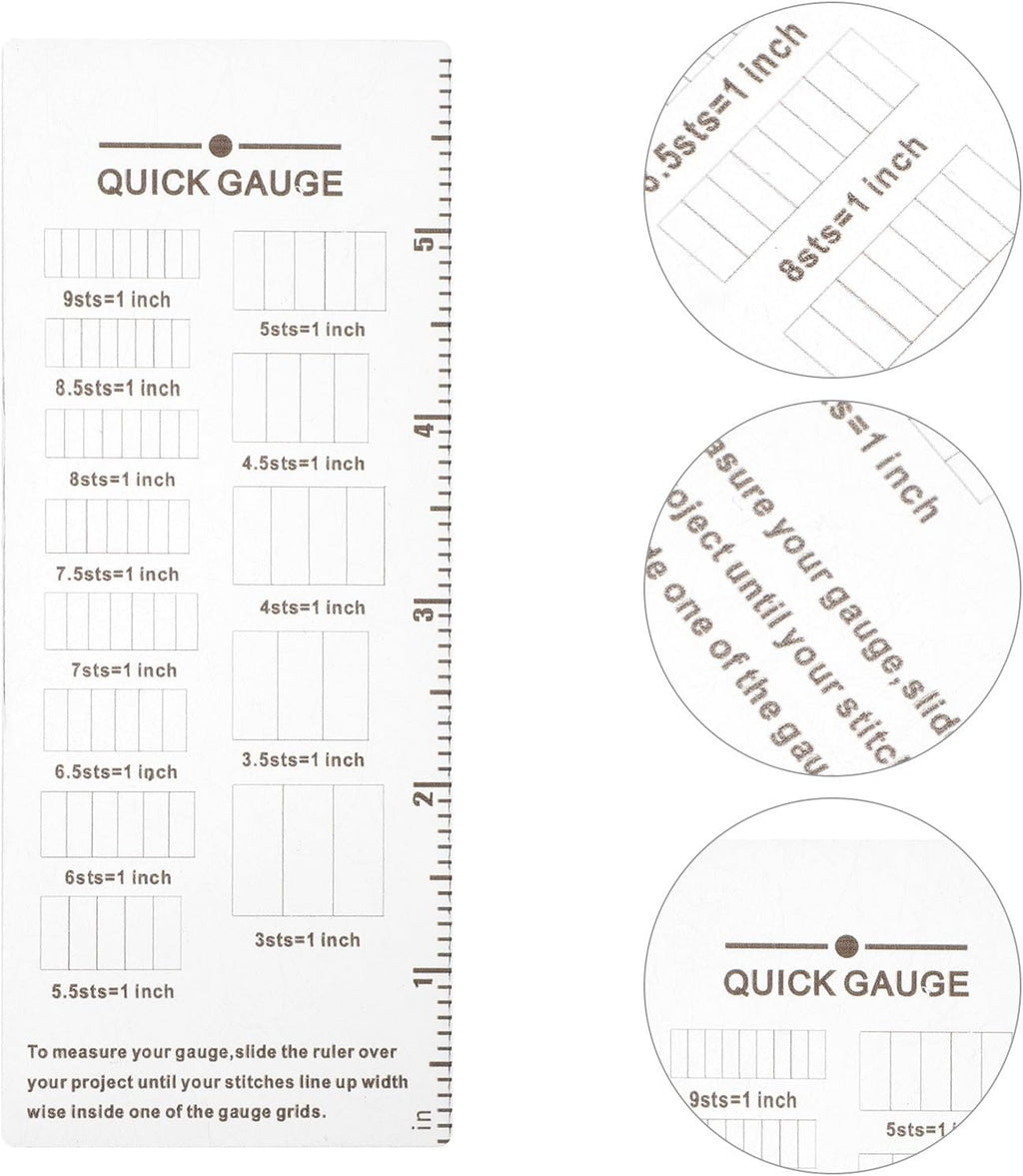 3pcs Knitting Gauge Ruler for Needles and Crochet Hooks, Acrylic Tool