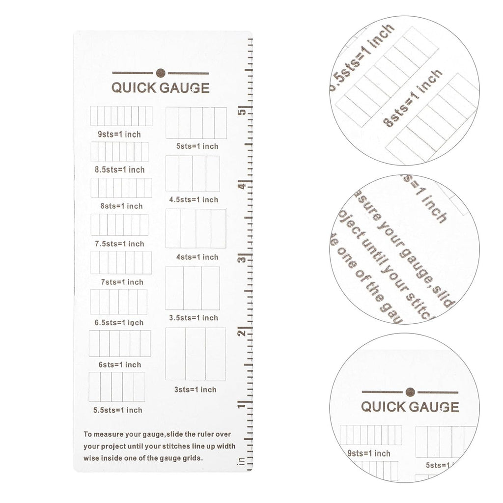 3pcs Knitting Gauge Ruler Crochet Measure Tool Quick Inch Scale