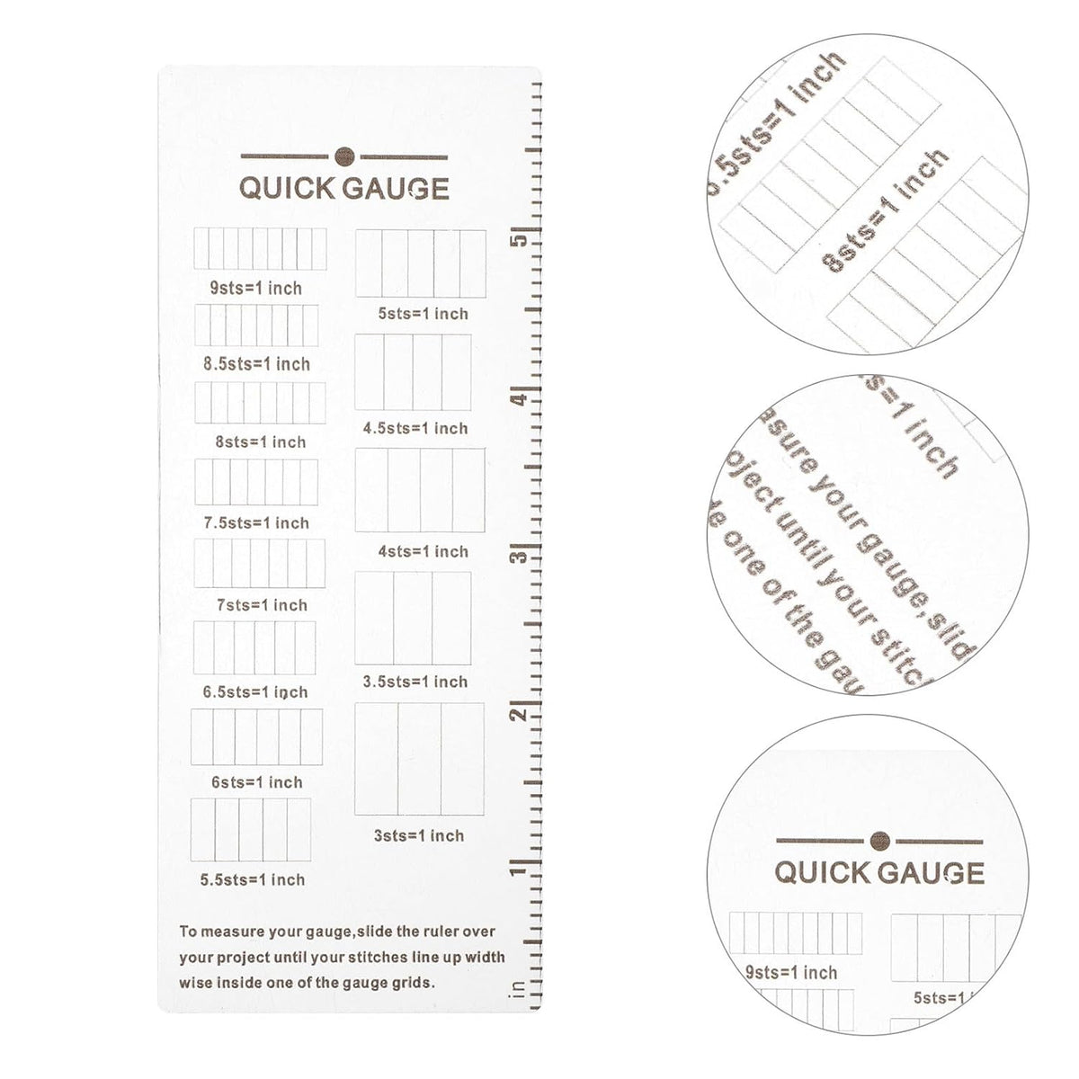 3pcs Knitting Gauge Ruler Crochet Measure Tool Quick Inch Scale