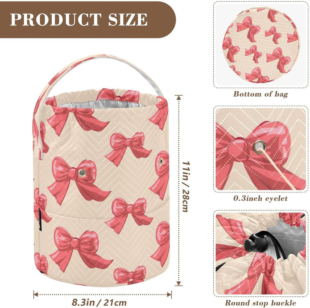 YETTASBIN Red Bow Yarn Storage Bag, Large Crochet Knitting Bag