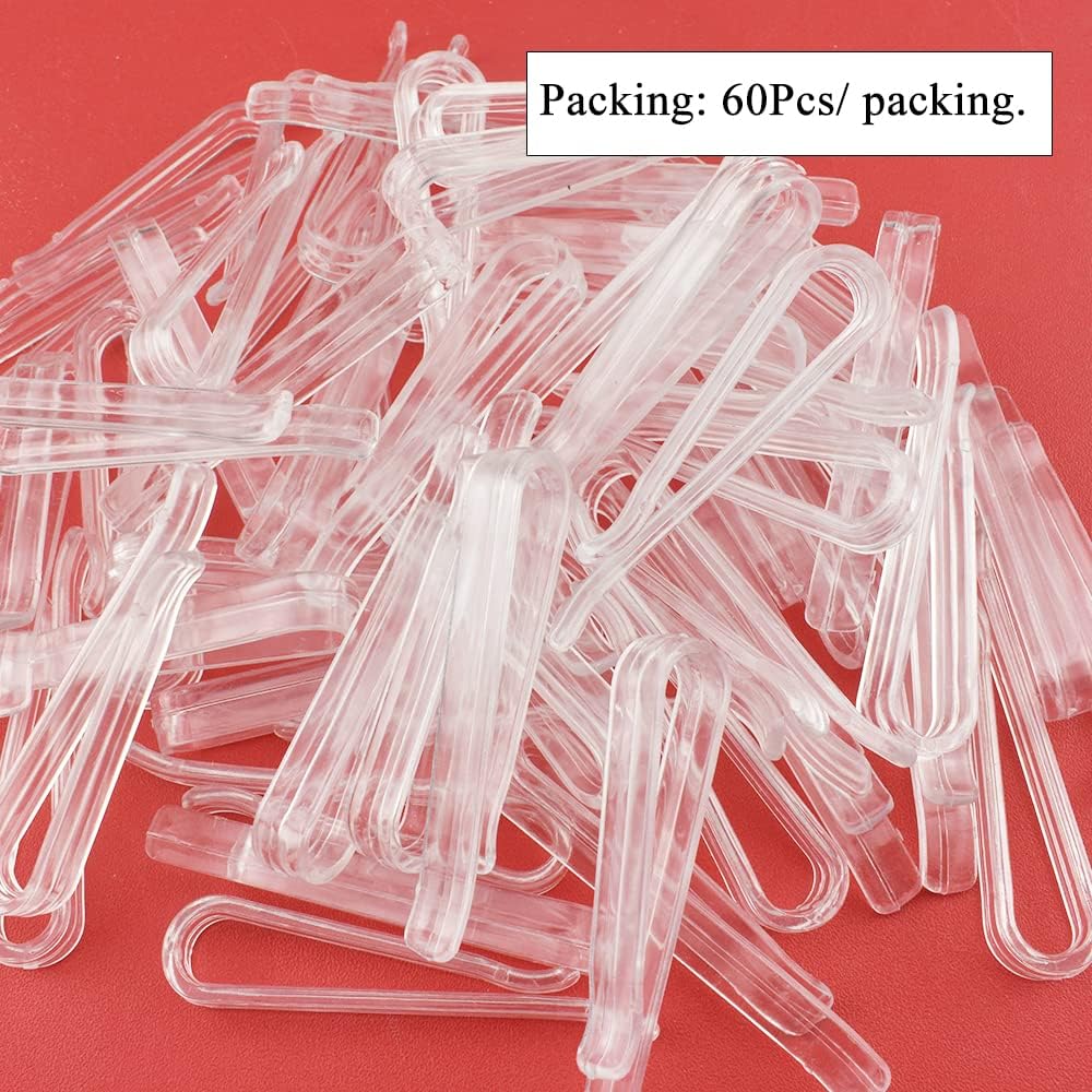 HAHIYO 2.2inch/55mm 60Pcs Clear Plastic U Shape Alligator Clip
