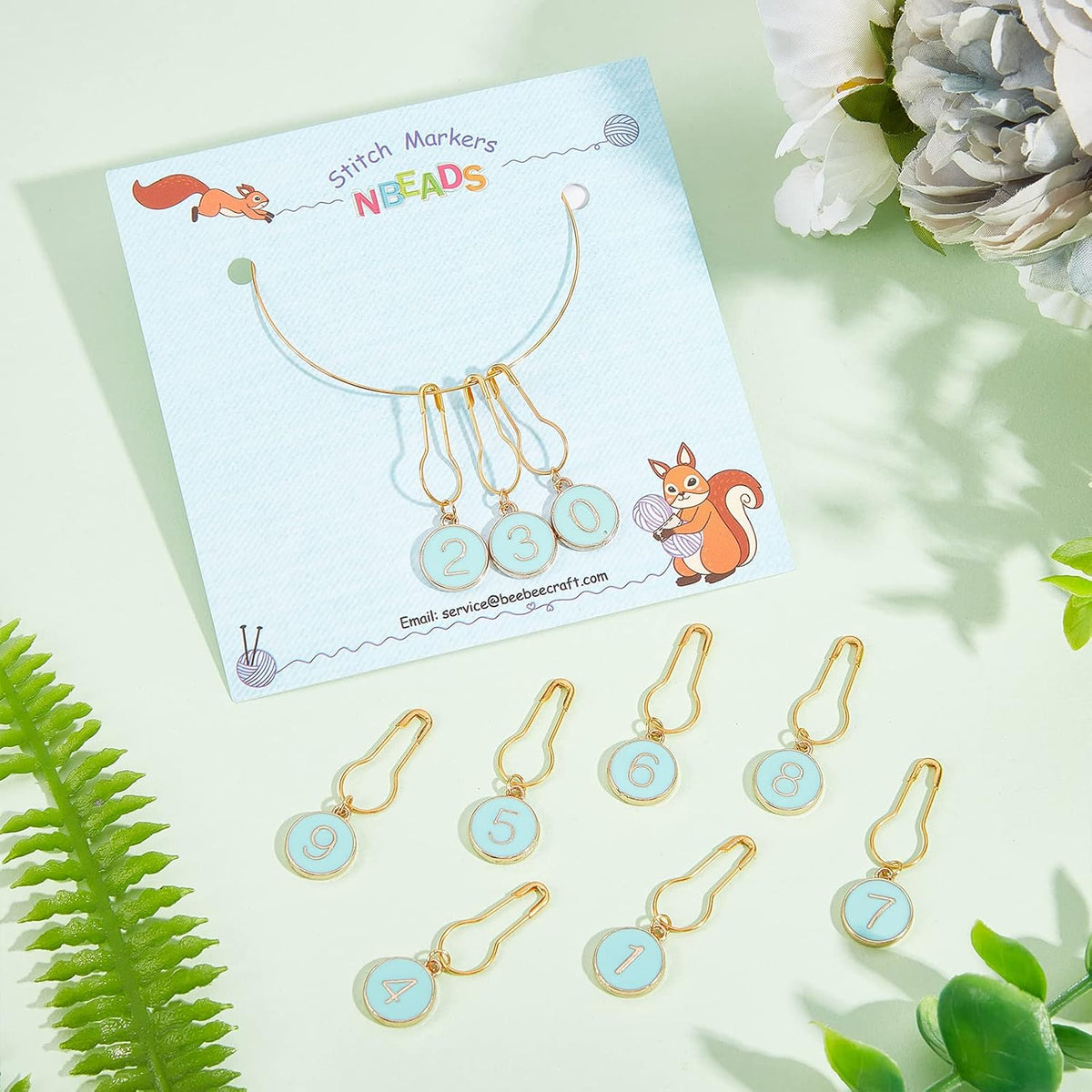 NBEADS 10 Pcs Number 0~9 Stitch Markers, Alloy Enamel Crochet Stitch