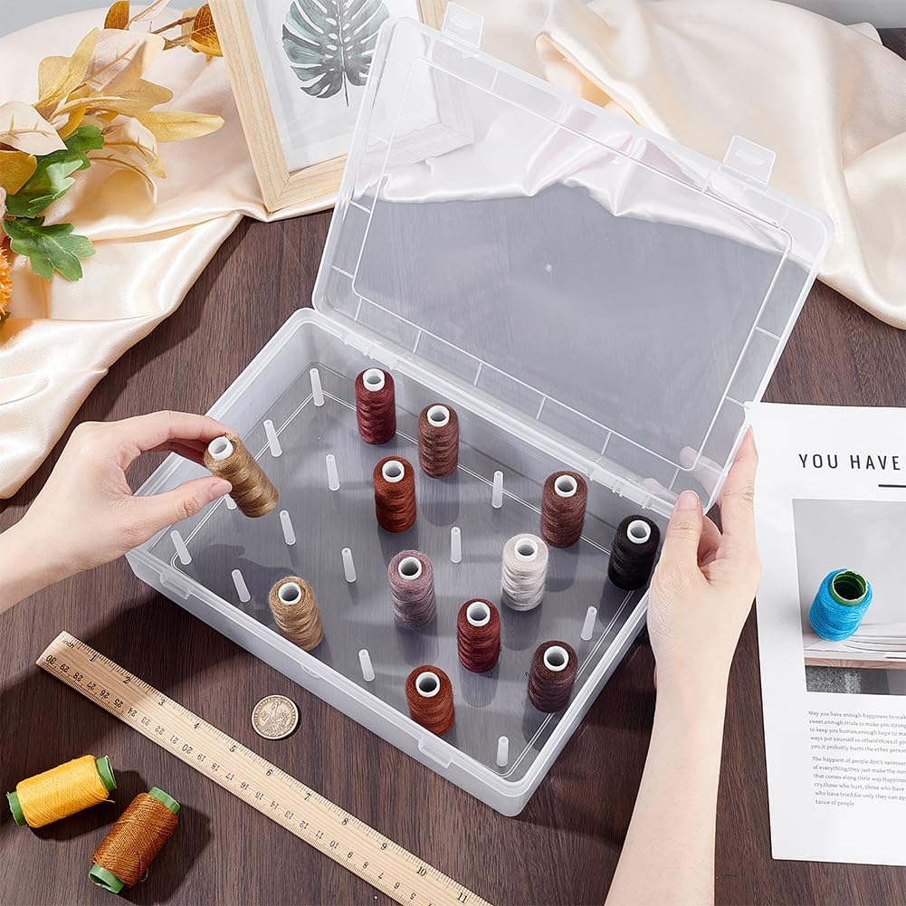 NBEADS 2Pcs 48 Spools Sewing Thread Box Storage, Clear Plastic Thread